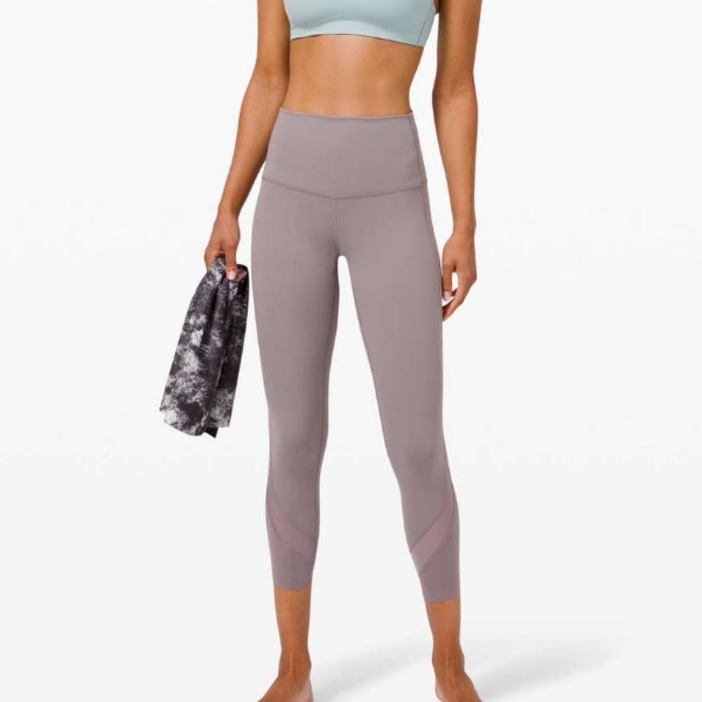 Lululemon Athletica 4 Wunder Under Crop Gray Leggings High-Waisted Stretch